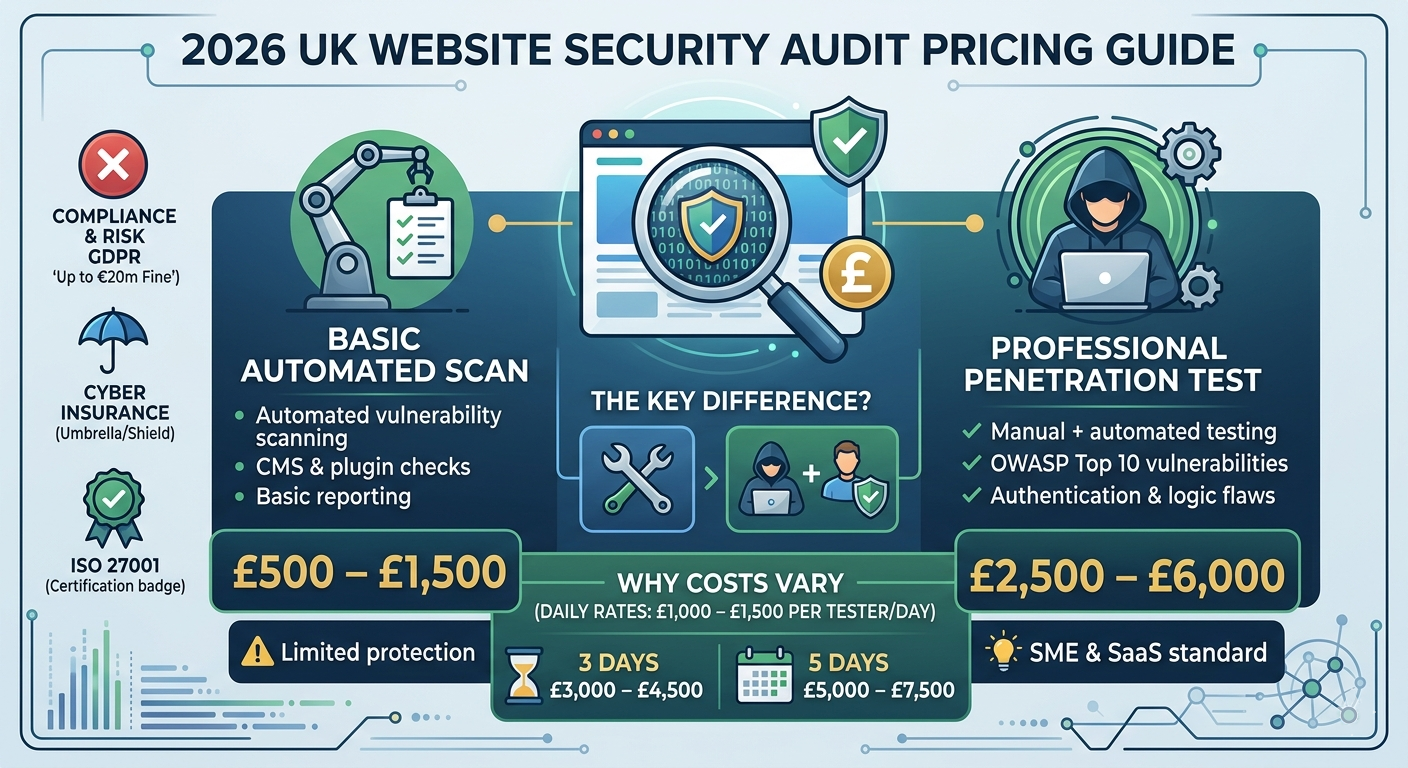 How Much Does a Website Security Audit Cost in the UK? (2026 Pricing Guide)