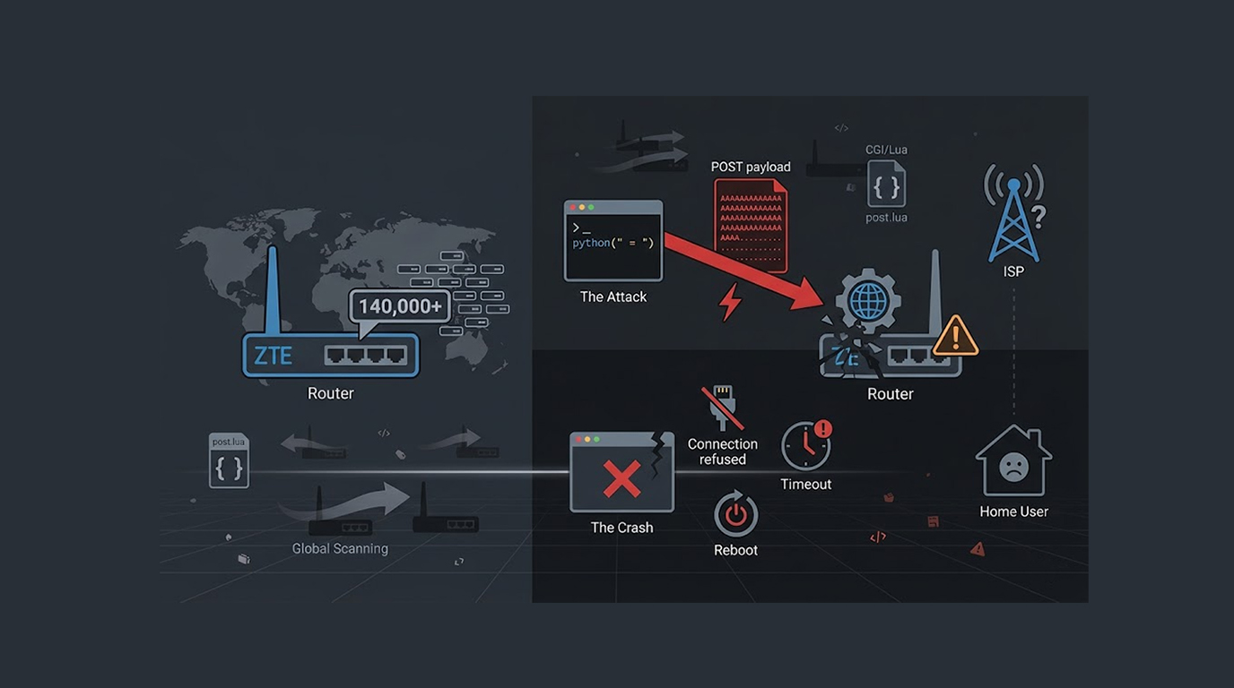 ZTE Routers Unauthenticated DoS Affects 140000 Devices