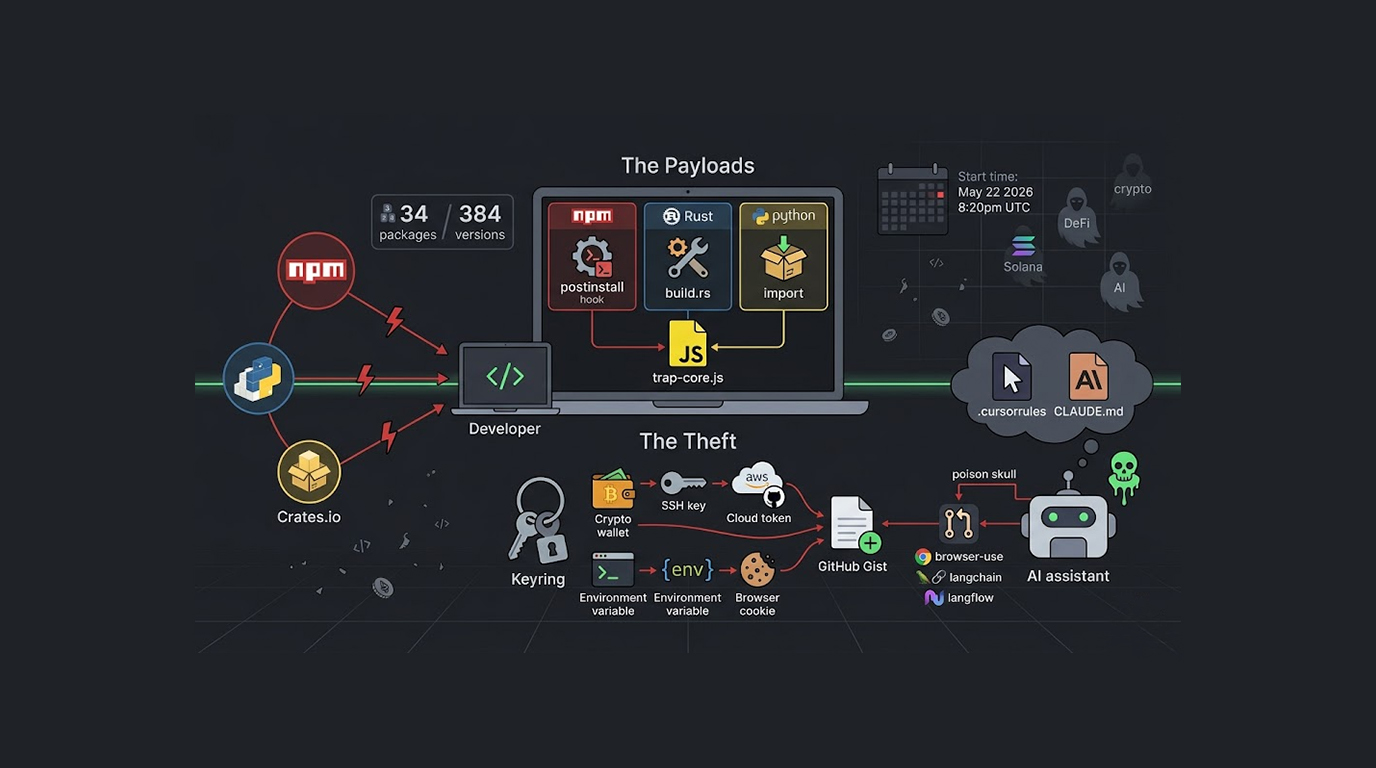 TrapDoor Supply Chain Attack Hits npm PyPI Cratesio