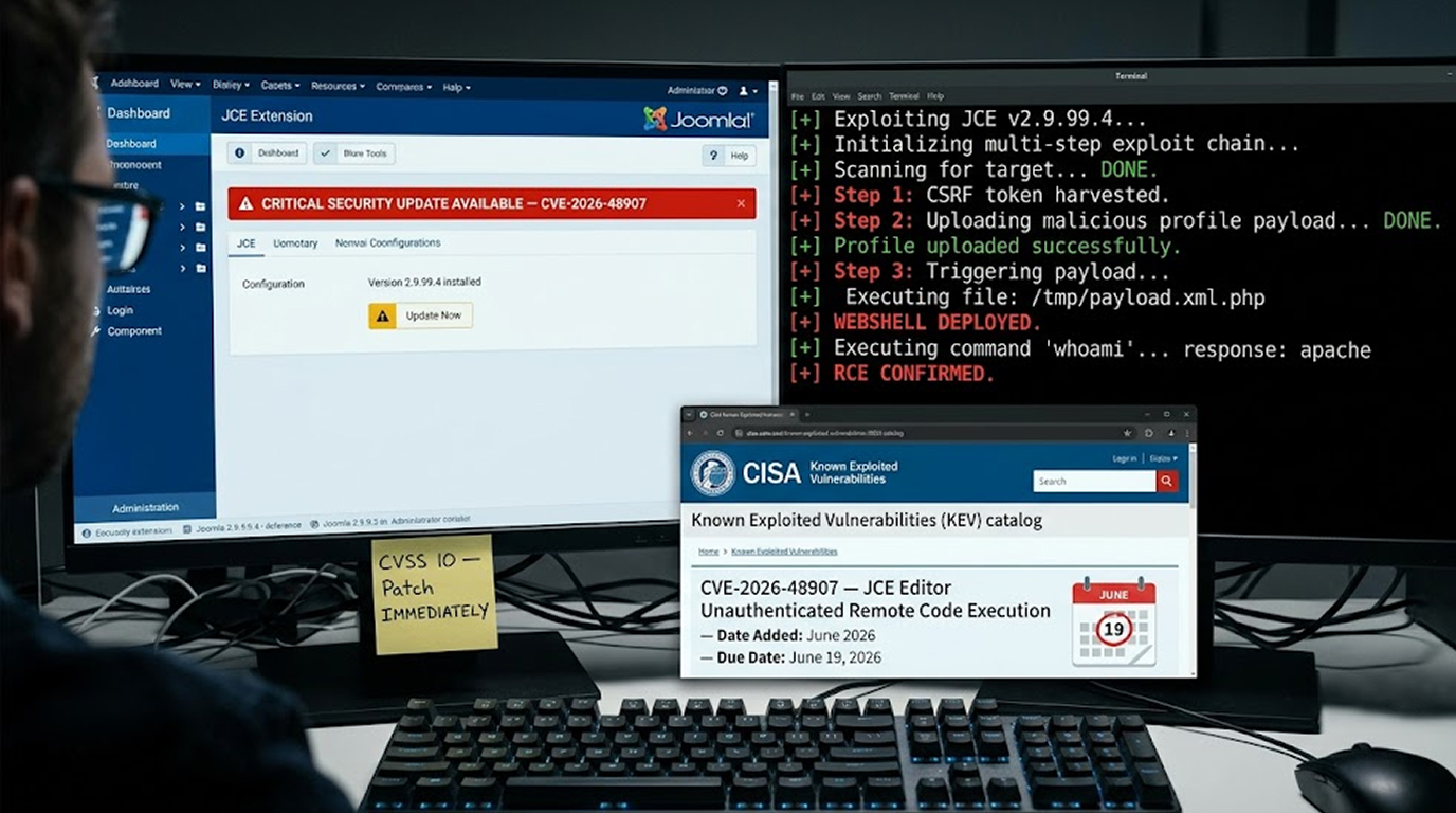 Joomla JCE CVE-2026-48907: Critical RCE Under Attack