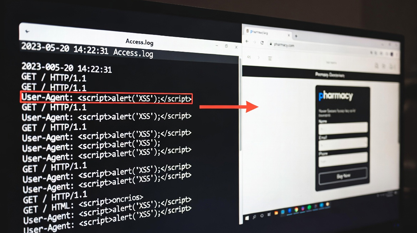 Log Poisoning to Hidden Spam Pages