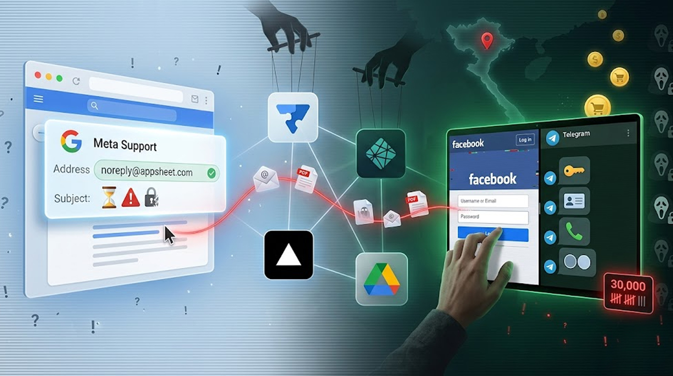 Google AppSheet Phishing Relay Campaign Steals Facebook Accounts